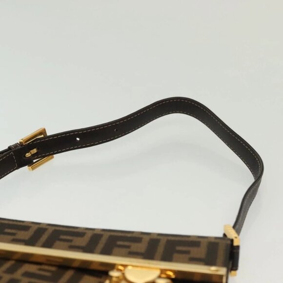 FENDI Zucca Canvas Shoulder Bag Black Brown Auth 129768 - Picture 9 of 16